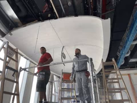 Sound insulation / room acoustics – Woelfel Baswa acoustic ceilings as a dome geometry in elliptical form – developed in collaboration with Woelfel