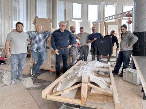 Natural stone and terrazzo work by Musch “The team at Musch is rightly proud of its work on the five-tonne marble counter.”