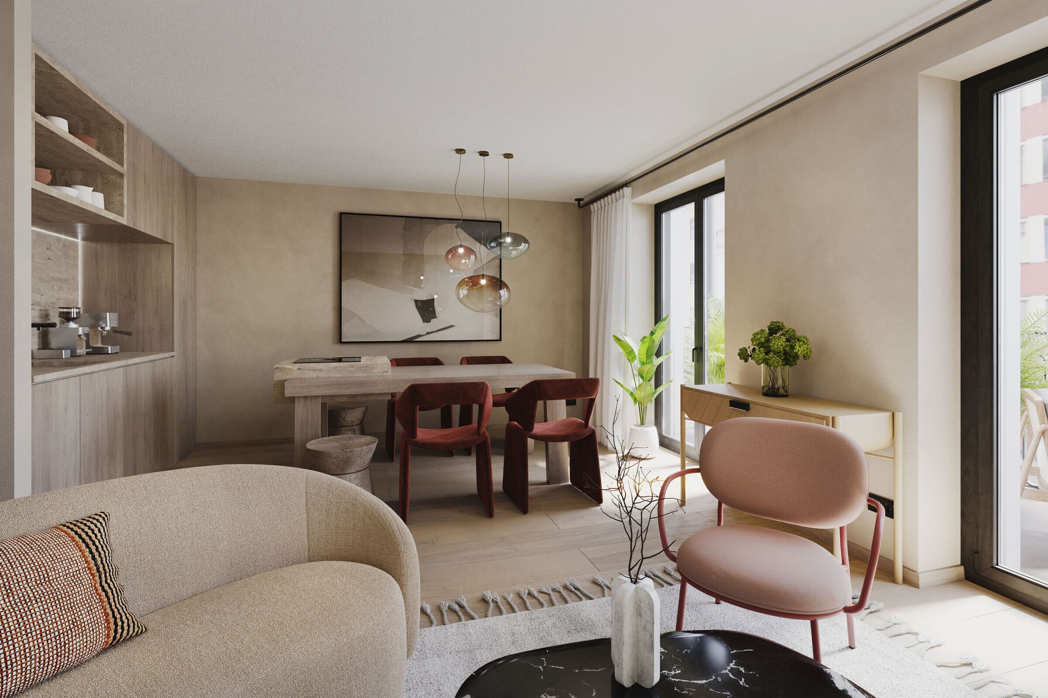 Endfassung der Visualisierung Wohnen einer 2-Zimmer-Wohnung